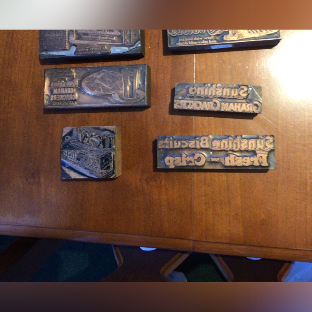 Sunshine biscuits vintage 6 letter press printing blocks